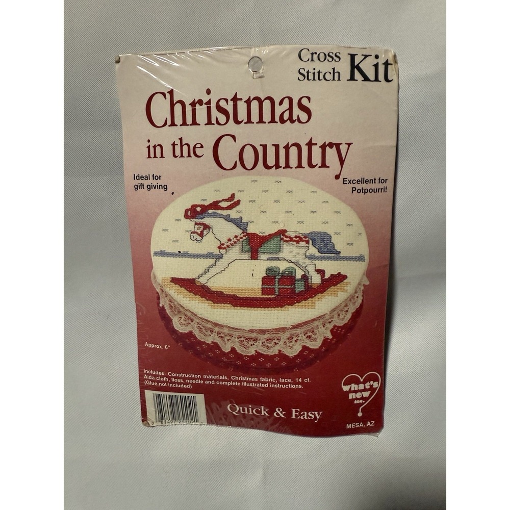 Cross Stitch Kit Christmas in the‎ Country Jar Topper Rocking Horse Vintage